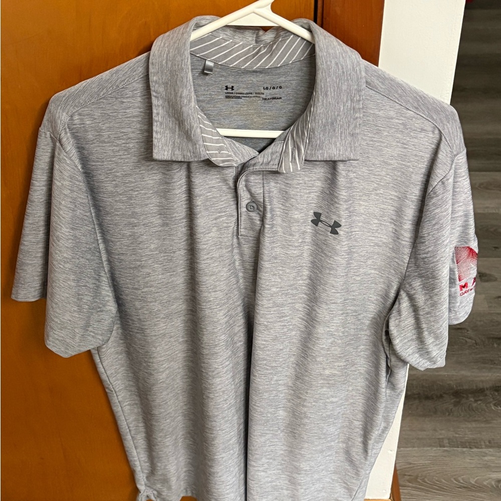 Under Armour Gray Polo Shirt Classic Design sz L